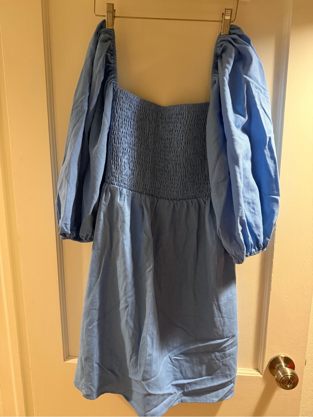 Tuckernuck Light Blue Smocked Puff-Sleeve Mini Dress